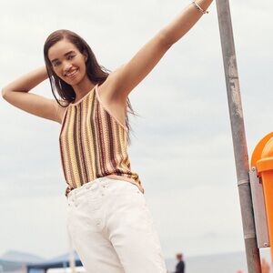 Madewell Crochet Janson Sweater Tank in Rainbow Stripe | Size Medium